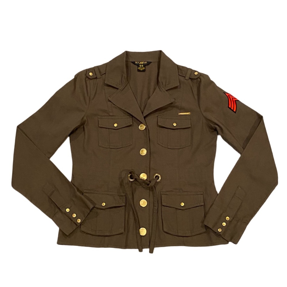 Vintage ROCAWEAR Army Green Military Style Jacket Women's Size M Gold Buttons